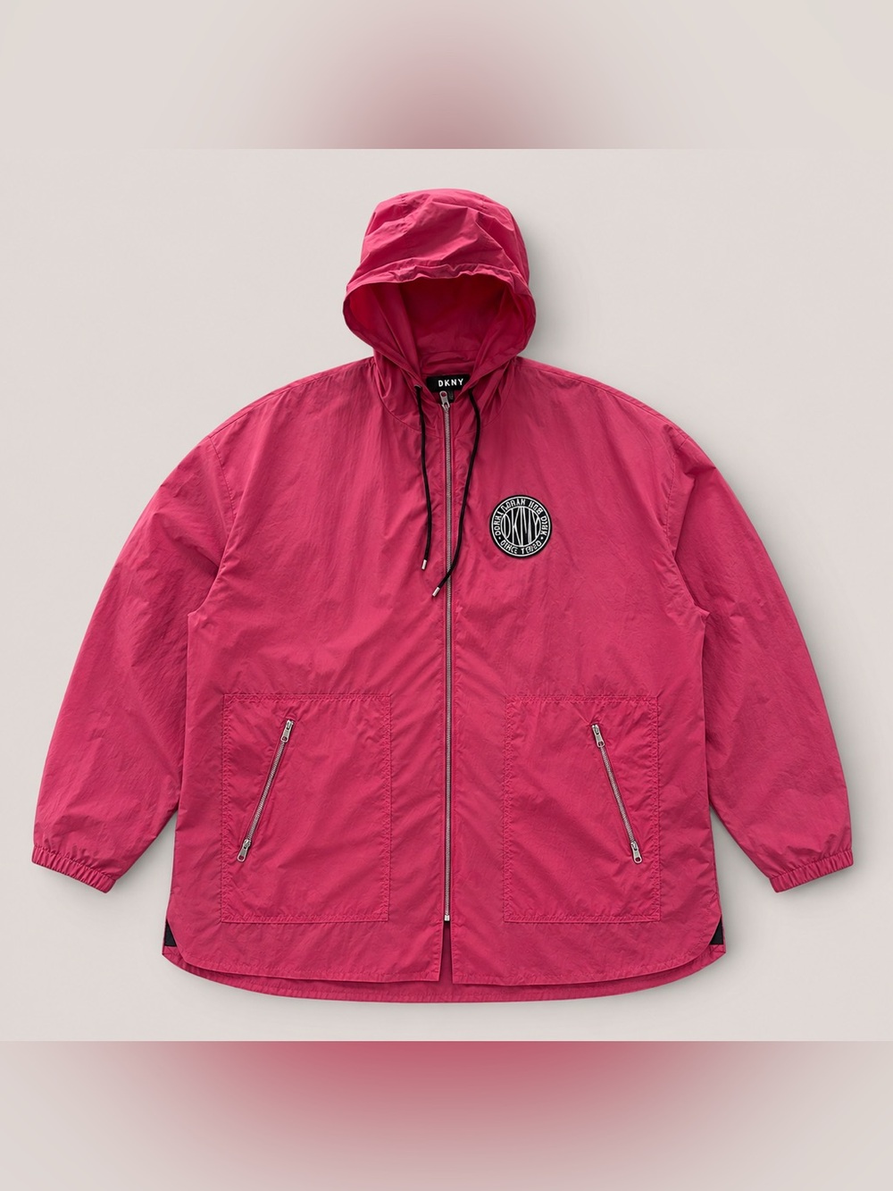 DKNY Red Lightweight Hooded Windbreaker Women’s XL - Picture 4 of 14